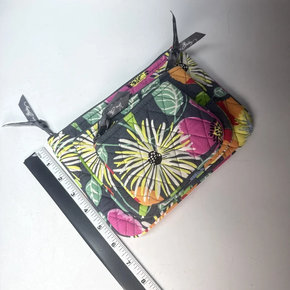 Vera Bradley JAZZY BLOOMS COSMETIC TRIO Set of 3 Travel Zip Organizer Cases